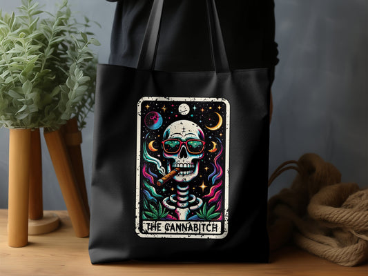 The Gannabitch Smoking Skull Tote Bag product