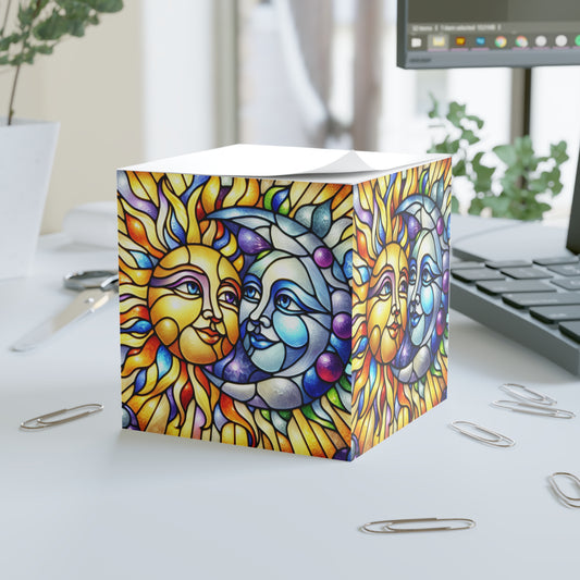 Stained Glass Sun and Moon Note Cube